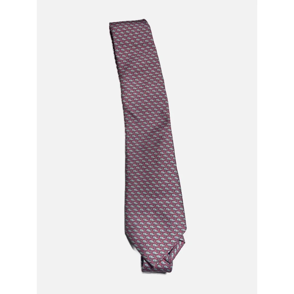 Vineyard Vines Necktie Kids OS Pink Whale Logo Silk Prep Nautical Wedding